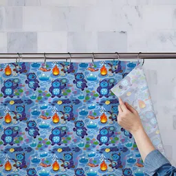 ArtzFolio Blue & Red Printed Waterproof Shower Curtain-6