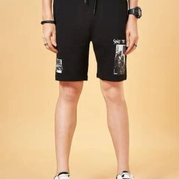Sf Jeans By Pantaloons Jet Black Regular Fit Printed Shorts-picture-29