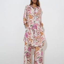Utsa by Westside Multicolour Foliage Print Cotton A-Line Kurta-26