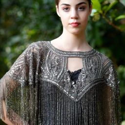 Odette Grey Embellished Fancy Cape-36