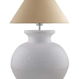 Homesake White Hammered Pitcher Table Lamp With Gold Cone Shade (Bulb Included) - Set of 1 image 2