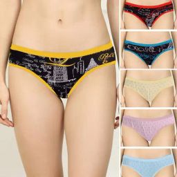AROUSY Black & Blue Printed Hipster Panties - Pack Of 6-image-47