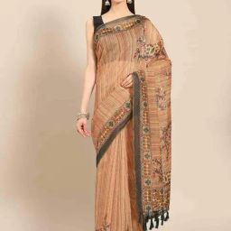 Silk Land Brown Printed Saree With Unstitched Blouse-picture-21