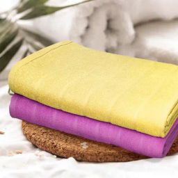 Bianca SOHO Yellow & Hotpink Cotton 300 GSM Kopa Reversible Bath Towel - Set of 2-90