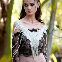 Odette Silver Embellished Fancy Short Cape-image-34