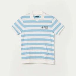 Fame Forever by Lifestyle Blue Striped Regular Fit Polo T-Shirt-image-43