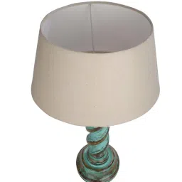Homesake 'Signature Rustic Rope Algae' Beige & Green Wood Table Lamp with Drum Shade - Set of 1 image 3