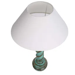 Homesake 'Signature Rustic Rope Algae' White & Green Wood Table Lamp with Cone Shade - Set of 1 image 3