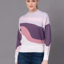 Red Tape Lavender Regular Fit Color-Block Sweater image 4