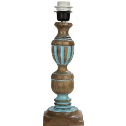 Homesake 'Rustic Distress' Red & Brown Wood Trophy Carved Table Lamp with Empire Shade - Set of 1 image 3