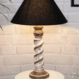 Homesake 'Signature Rustic Rope' Black & White Wood Table Lamp with Cone Shade - Set of 1 image 1