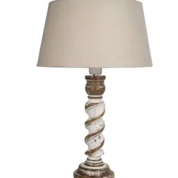 Homesake 'Signature Rustic Rope' Beige & White Wood Table Lamp with Drum Shade - Set of 1 image 2