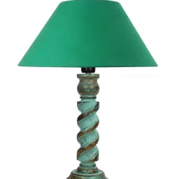 Homesake 'Signature Rustic Rope Algae' Green Wood Table Lamp with Cone Shade - Set of 1 image 2