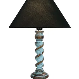 Homesake 'Signature Rustic Rope Distress' Black & Turquoise Wood Table Lamp with Shade - Set of 1 image 2