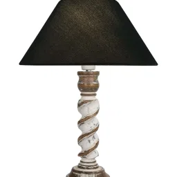 Homesake 'Signature Rustic Rope' Black & White Wood Table Lamp with Cone Shade - Set of 1 image 2