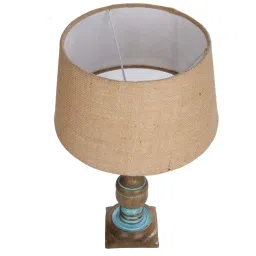 Homesake 'Rustic Distress' Brown Wood Trophy Carved Table Lamp with Empire Shade - Set of 1 image 3
