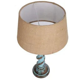 Homesake 'Signature Rustic Rope Distress' Brown & Turquoise Wood Table Lamp with Shade - Set of 1 image 3