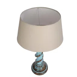 Homesake 'Signature Rustic Rope Distress' Beige & Turquoise Wood Table Lamp with Shade - Set of 1 image 3