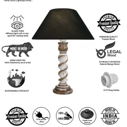 Homesake 'Signature Rustic Rope' Black & White Wood Table Lamp with Cone Shade - Set of 1 image 4