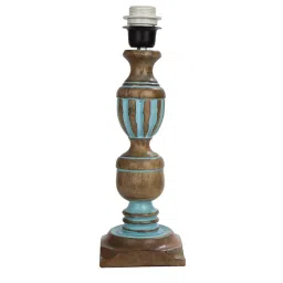 Homesake 'Rustic Distress' Brown Wood Trophy Carved Table Lamp with Empire Shade - Set of 1 image 4