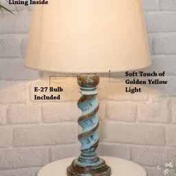 Homesake 'Signature Rustic Rope Distress' Beige & Turquoise Wood Table Lamp with Shade - Set of 1 image 5