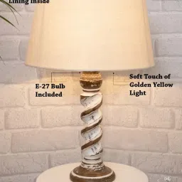 Homesake 'Signature Rustic Rope' Beige & White Wood Table Lamp with Drum Shade - Set of 1 image 5