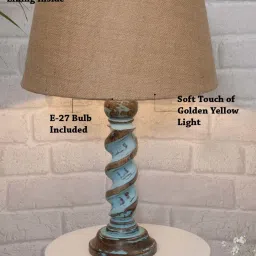 Homesake 'Signature Rustic Rope Distress' Brown & Turquoise Wood Table Lamp with Shade - Set of 1 image 5