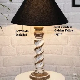 Homesake 'Signature Rustic Rope' Black & White Wood Table Lamp with Cone Shade - Set of 1 image 5