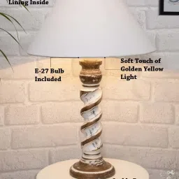 Homesake 'Signature Rustic Rope' White Wood Table Lamp with Cone Shade - Set of 1 image 5