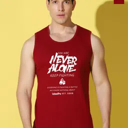 WOOSTRO Pack Of 2 Printed Combo Cotton Gym Vests VWS26(ALONE MAROON)(RUN MAROON)-image-73