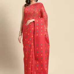 Silk Land Red Cotton Woven Saree With Unstitched Blouse-image-64