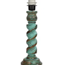 Homesake 'Signature Rustic Rope Algae' Brown & Green Wood Table Lamp with Cone Shade - Set of 1 image 3