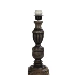 Homesake 'Rustic' Black & Brown Wood Trophy Carved Table Lamp with Empire Shade - Set of 1 image 3