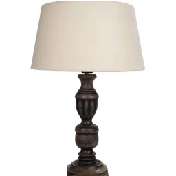 Homesake 'Rustic' Beige & Brown Wood Trophy Carved Table Lamp with Empire Shade - Set of 1 image 2