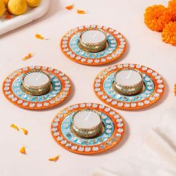 Nestasia Handmade Mirror Detailed Tea Light Candle Holders for Home & Floor Decoration (Set of 4)-7