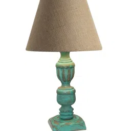 Homesake 'Rustic Algae' Brown & Green Wood Trophy Carved Table Lamp with Shade - Set of 1 image 2