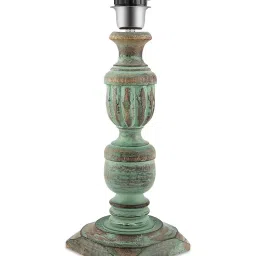 Homesake 'Rustic Algae' Brown & Green Wood Trophy Carved Table Lamp with Shade - Set of 1 image 3