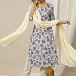 Aurelia Beige Cotton Printed Straight Kurta-image-64