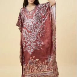The Kaftan Company Brown Regular Fit Printed Kaftan Night Dress-picture-37