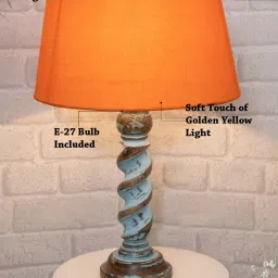 Homesake 'Signature Rustic Rope Distress' Orange & Turquoise Wood Table Lamp with Shade - Set of 1 image 5