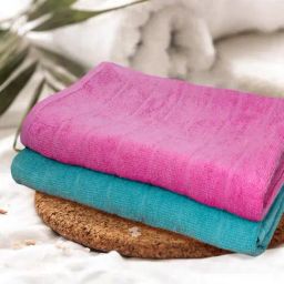 Bianca SOHO Hotpink & Skyblue Cotton 300 GSM Kopa Reversible Bath Towel - Set of 2-88