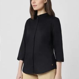 Van Heusen Black Cotton Regular Fit Formal Shirt-image-84