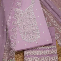 Soch Floral Embroidered Beads and Stones Organza Unstitched Dress Material-image-93