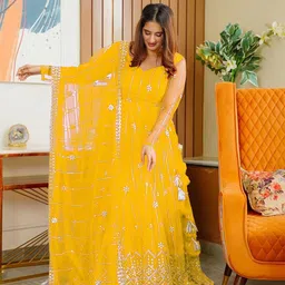 JULEE Embroidered Net Fit & Flare Maxi Dress-image-86