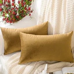 Shadowkart Set of 2 Fibre Filled Faux Velvet Ultra Soft Sleep Pillow-image-53