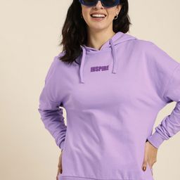 HERE&NOW Pure Cotton Typography Printed Hooded Sweatshirt-picture-30