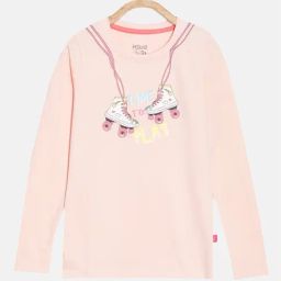 Dixcy Slimz Kids Peach Printed Full Sleeves Top-43