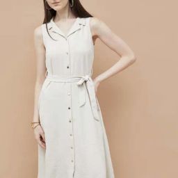 Code By Lifestyle Light Beige Regular Fit Dress-image-19