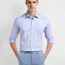 Arrow Blue Cotton Regular fit Print Shirt-image-81