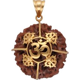 C. Krishniah Chetty Group Exquisite Rudraksha Pendant with Om Embellishment in Fine Gold Detailing-image-56